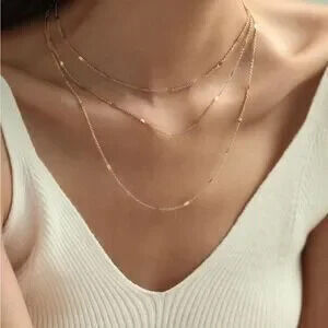 Gold 1pc Layered Chain Necklace